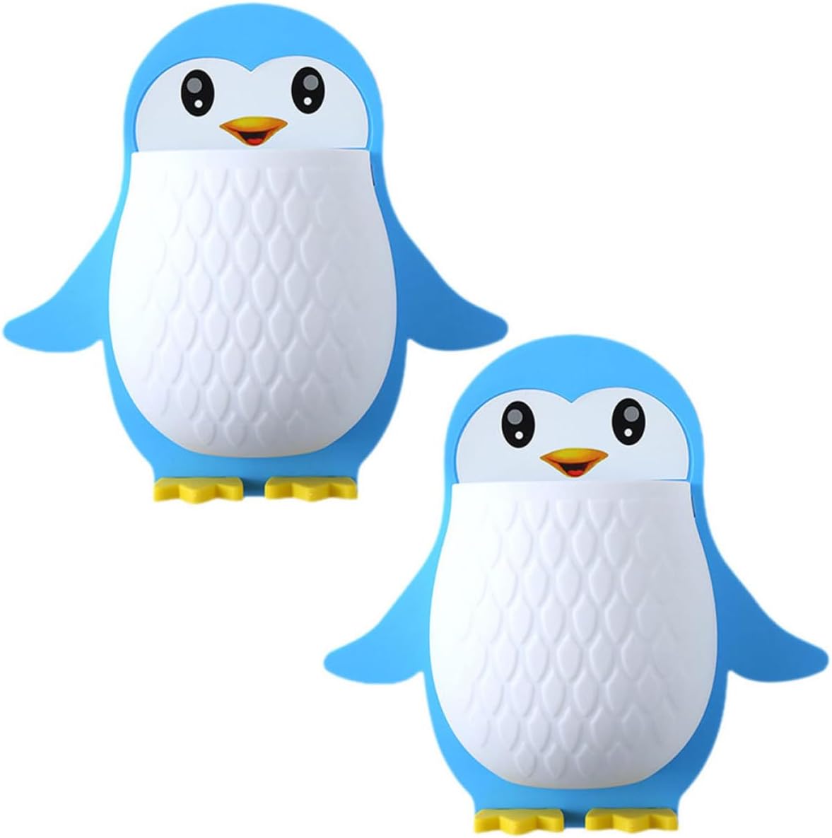 2pcs Penguin Wall-mounted Storage Boxes Punch-free Adhesive Remote Control Holder Organizer for Kitchen and Bathroom, Blue Penguin Shape Wall Holder for Home and Office