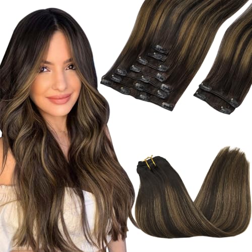 Image of GOO GOO Clip in Hair Extensions Real Human Hair Balayage Remy Extensions