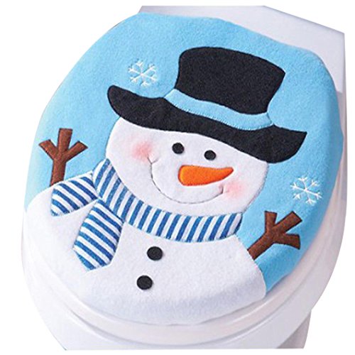 Preisvergleich Produktbild Transwen Weihnachten Badezimmer, Weihnachtsdekoration Weihnachten Schneemann Deckel Einzel Toilette Cover Toilettendeckel Weihnachten Toilettensitzabdeckung (Blau)