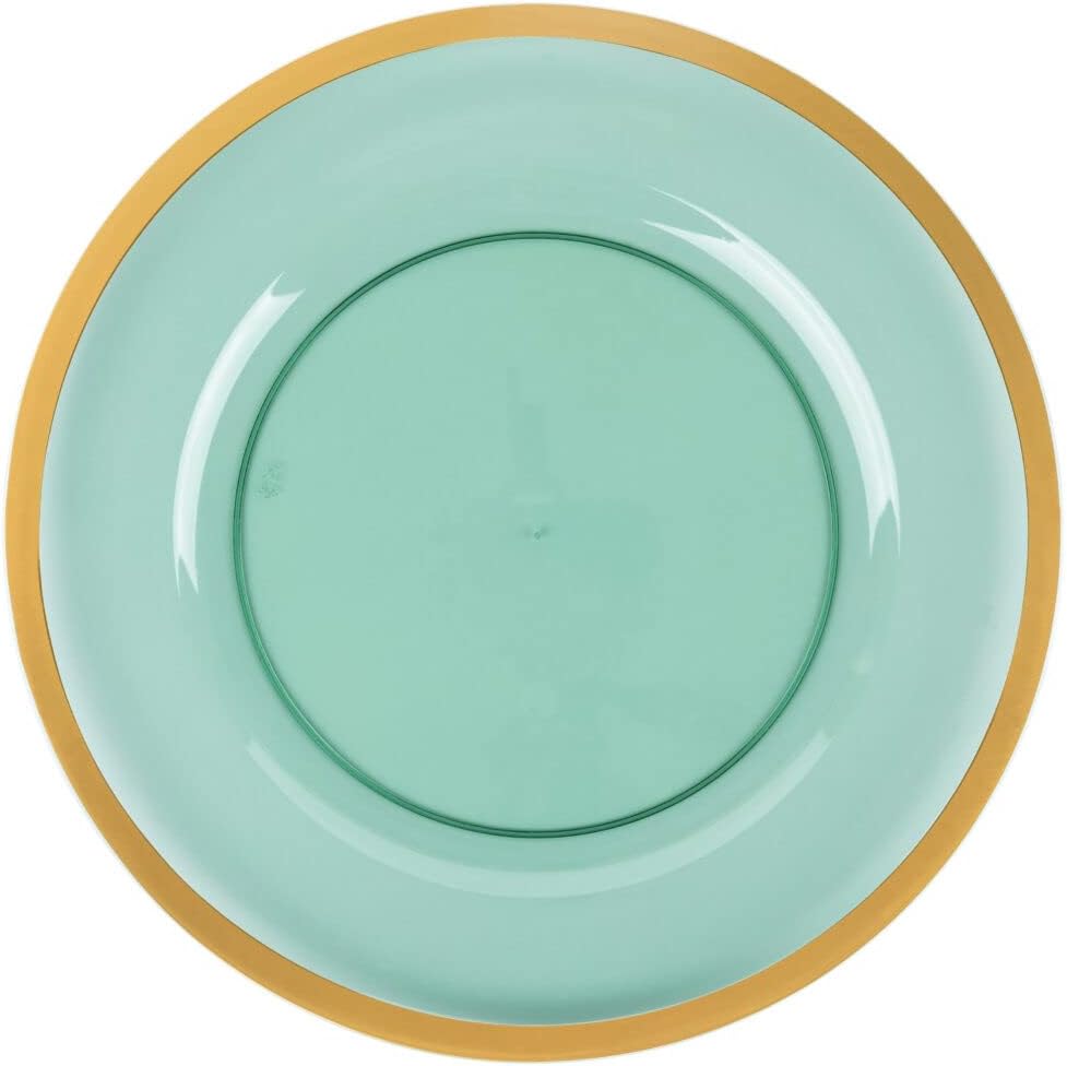 Green with Gold Rim Chargers - 13" - Case Pack of 48 - For Weddings, Parties & Events