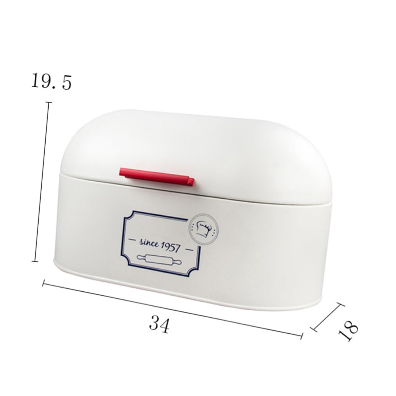 Caja para Guardar el Pan Europea Grande de Metal de Color Blanco 1pieza | Organizador para Bollos y Pasteles, Acabado Liso de Fabricación Fina, Uso en Panadería y Centro Comercial