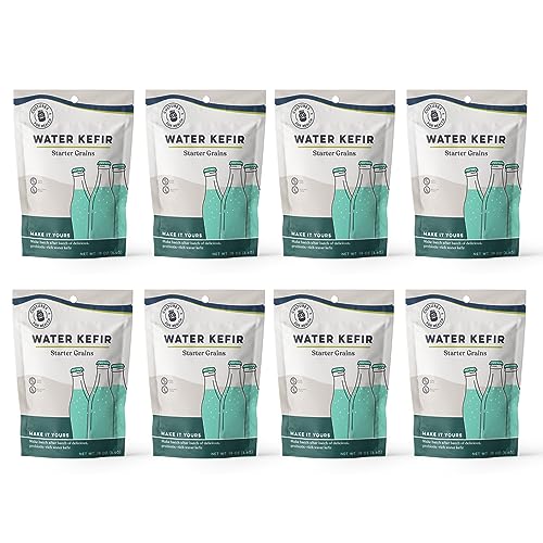 Image of Cultures for Health Water Kefir Grains | DIY Fermented Probiotic Drink for Stronger Gut Health | Heirloom Starter Makes Limitless Supply | Non-GMO Dairy Free Vegan Sparkling Water with Enzymes (8 - Pack)