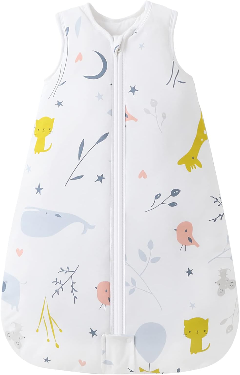 Mosebears Sleep Sack Baby Winter Wearable Blanket with 2-Way Zipper,2.5 TOG Cotton Sleep Sack Unisex (White Animal, 6-12 Months)