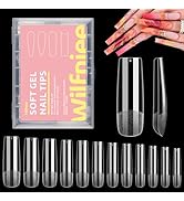 Wilfniee Soft Gel x Square Nail Tips, 240PCS Clear Ballerina Nail Tips for Acrylic Nail Tips Prof...