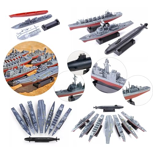 INGWETECH 8 Pcs Warship Model Set - Battleship, Aircraft Carrier, Submarine, Cruiser & Aegis Destroyer - DIY Assembly and Painting Kit for Collectors & Hobbyists - Image 3