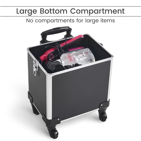 Yaheetech Valigia Trolley Trucchi Make Up 5 in 1 per Estetista Parrucchiere Professionale con Coperchio Supplementare Beauty Case Grande Porta Cosmetici da Viaggio Ruote Girevoli Nero