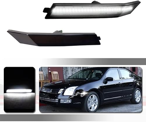Kit de lentes ahumadas LED blancas compatibles con Ford Fusion y Mercury Milan 2006-2009 luz de marcador lateral de parachoques delantero 6E5Z 13200