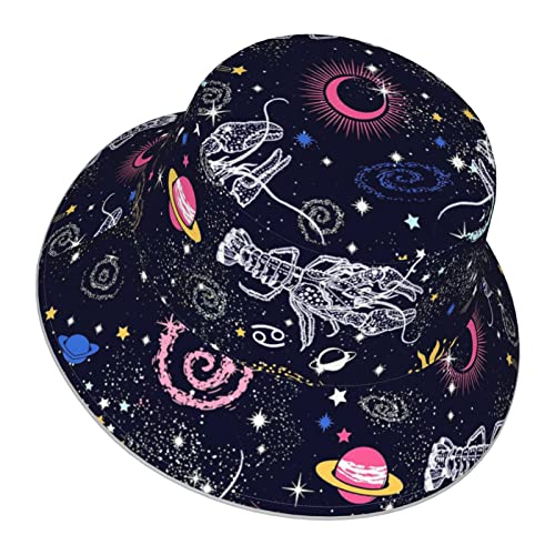 Constellation Bucket Hat Zodiac Cancer Fisherman Hats Summer Travel Double-Side-Wear Sun Caps For Women Men #TOP2