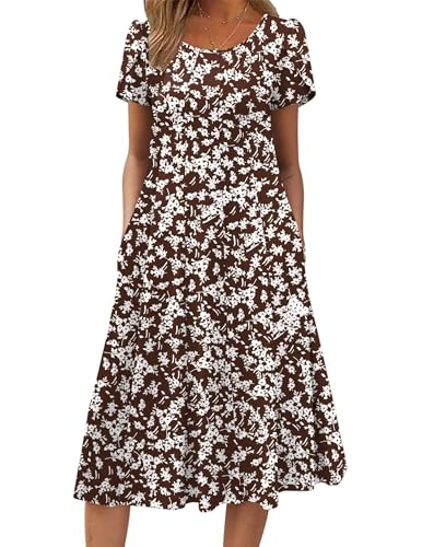 Image of ZEAGOO Womens Casual Dresses for Summer Short Sleeve Flare Midi Dress Loose Flowy Beach Sundress