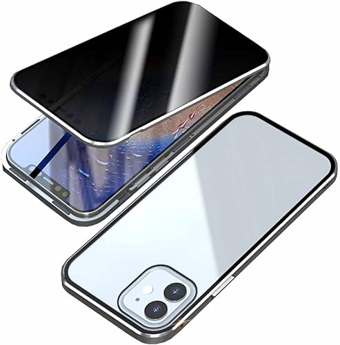 Pantalla de absorción magnética para iPhone 360 unidades carcasa de vidrio de doble cara a prueba de golpes bloqueo de marco de metal adecuada para