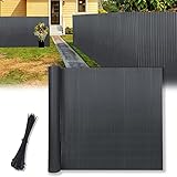 Froadp 120x500cm PVC Sichtschutzmatte Windschutz Imitat Bambus Sichtschutzzaun Verkleidung für Außenbereich Garten Balkon Terrasse(Anthrazit)