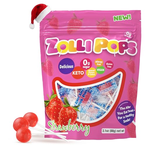 Zollipops Clean Teeth Pops, Anti Cavity Lollipops, Strawberry, 15 Count by Zollipops
