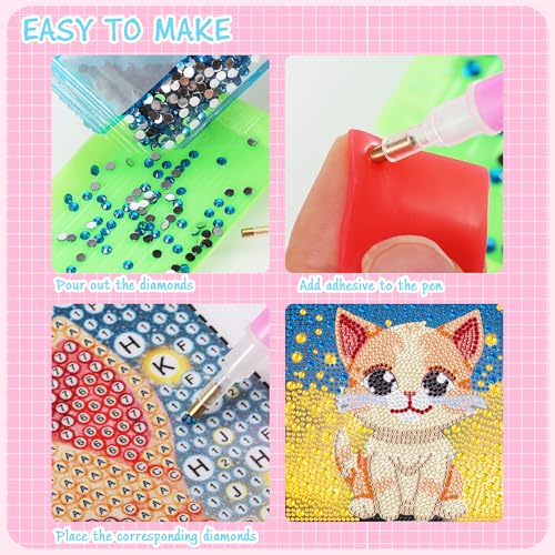 Kssvzz 6 Pack 5D Diamond Painting Kit for Kids Cartoon Animal Diamond Art Kits - Image 4