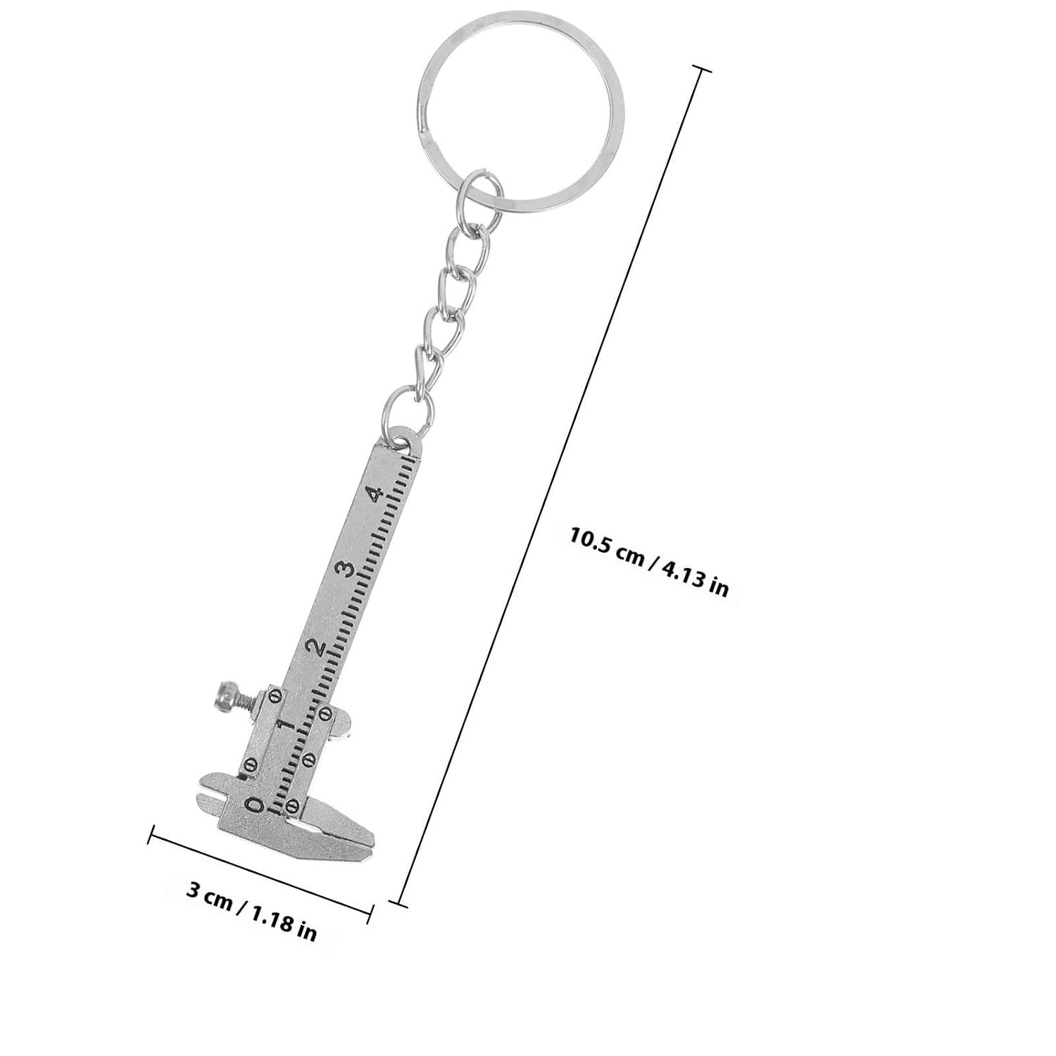 Amosfun 4pcs Mini Vernier Caliper Keychain Set Stainless Steel Precision Measuring Tools Portable Pocket Ruler Gauge with 3D Movable Scale for Adults