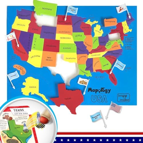 Imagimake Mapology United States Flash Card Puzzle with Flags, Co...
