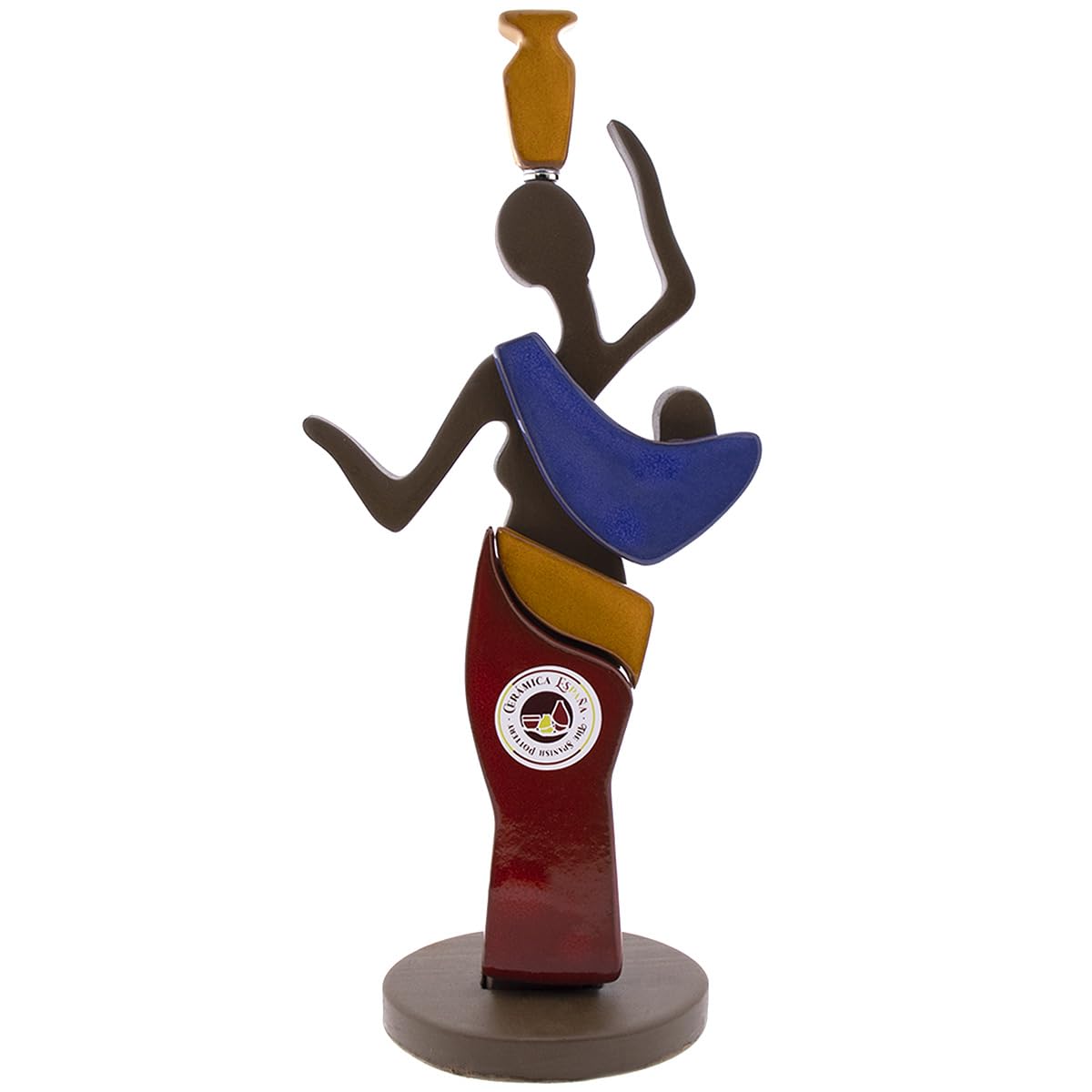 CERÁMICA ESPAÑA | Africana | Escultura Africana | Escultura Ropa Africana | Figura Decorativa | Africana España - Modelo D05 | 100% Hecho a Mano | 15x9x33 cm