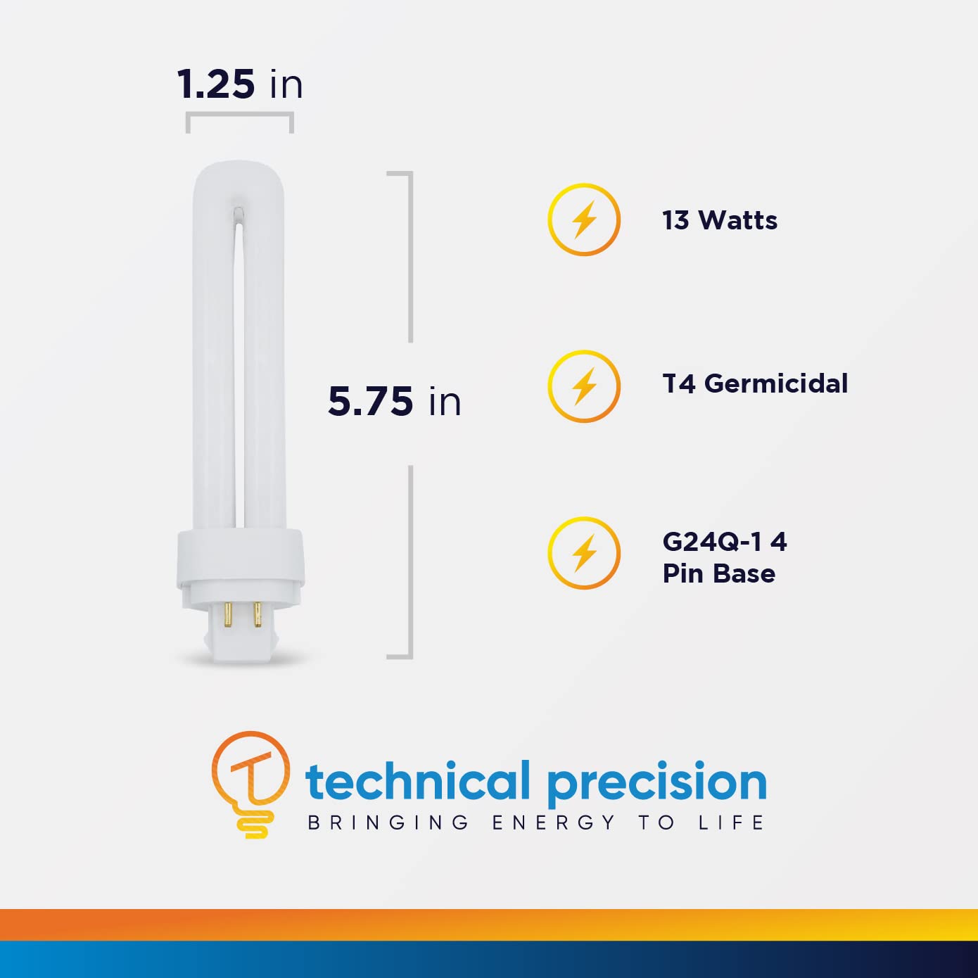 Technical Precision Replacement for Westinghouse F13dtt/41/4p Light Bulb 13 watt pl lamp with G24Q-1 4 pin Base - 4100K T4 Bulb - 13w 841 Energy Savings - 5.75 Inch - 2 Pack
