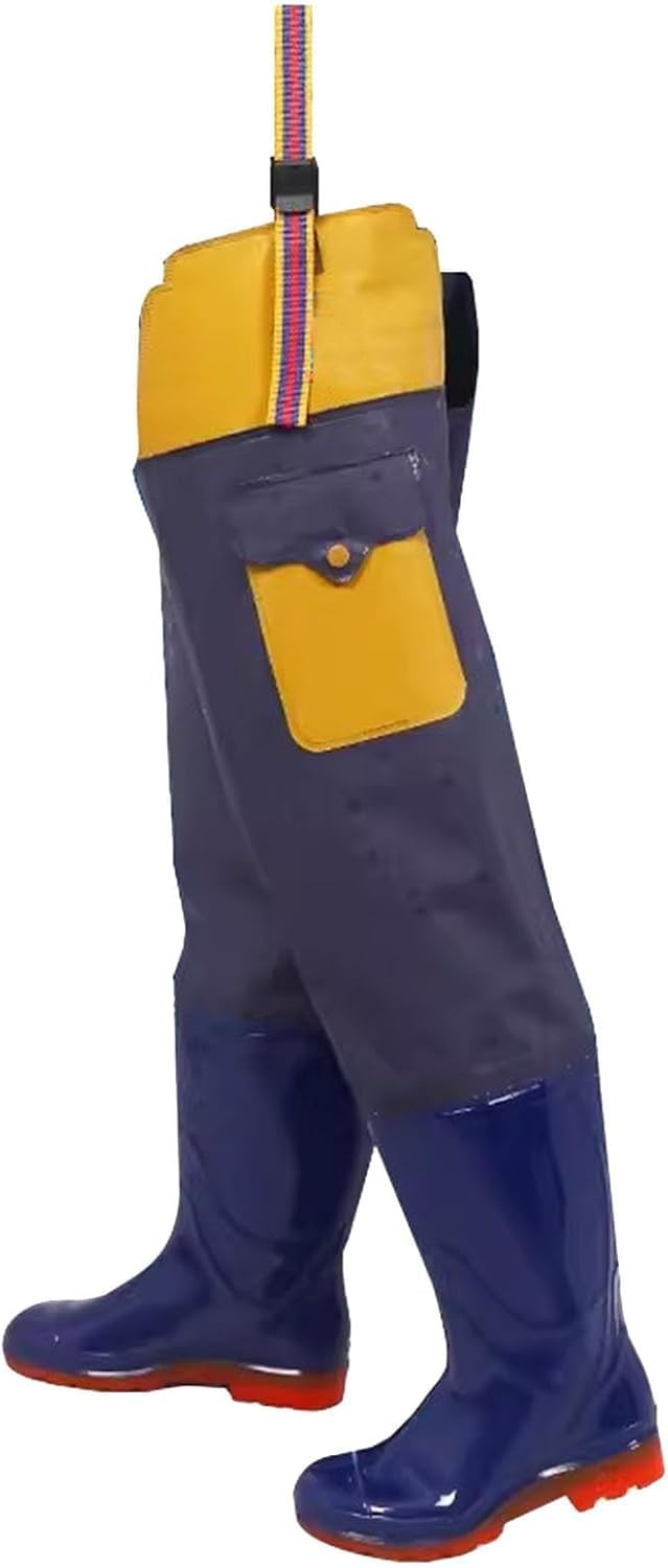 Wodoodporne i wytrzymałe Wodoodporne spodnie wędkarskie dla mężczyzn i kobiet, lekkie buty wędkarskie myśliwskie z kieszenią z PVC(Blu,4.5)