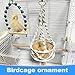Gucvdnple Warm Bird Cage Bird Nest, Bohemian Style Cotton Woven Hanging Small Bird Bed for Cage, Warm Nest for Canary, Lovebird, Budgie, Finch (Beige)