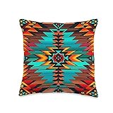 Southwestern Aztec Design - Turquoise & Sunset Pattern Throw Pillow