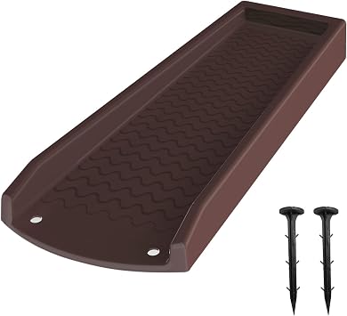NAACOO Downspout Splash Block, 24" Rain Gutter Downspout Extensions/Extender with 2pc Fixing Nails, Drainage to Protect House Foundations2 Piece|Brown