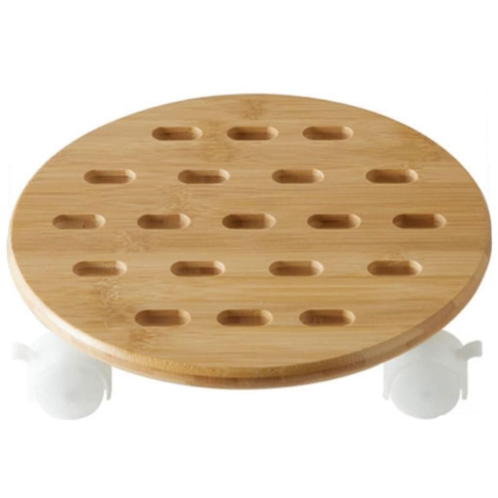 Wood Round Plant Caddy With Wheels, Heavy Duty Rustic Rolling Plant Stand With Locking Casters, 154Lb Capacity Planter Dolly For Outdoor Flower Pot Roller Base Plants Movers 13Inc,Wood-13Inch