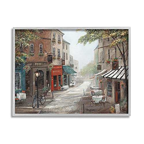 Image of 'Classic European Urban Street Vintage Bistro'| Framed Giclee Art | Stupell Industries | Gray, 20 x 16 Inches, Easy to Hang and Sturdy, Made in USA, by Ruane Manning