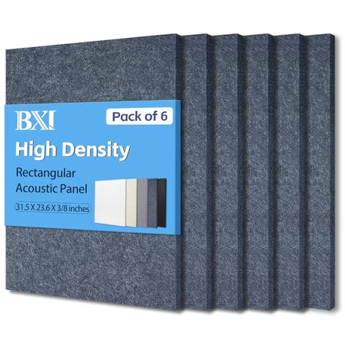 BXI Sound Absorber - 31.5 X 23.6 X 3/8 Inches 6 Pack High Density Acoustic Absorption Panel, Sound Absorbing Panels Reduce Echo Reverb, Tackable Acoustic Panels for Wall and Ceiling Acoustic Treatment