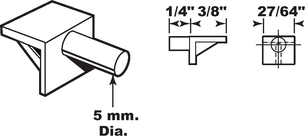 Prime-Line U 10142 Shelf Support Peg, 5 mm., White Plastic (Pack of 8)