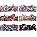 Women Headbands Turban Headwraps Hair Band Bows Accessories for Fashion Or Sport (Boho Floral 6pcs)