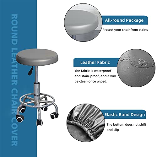 Shukii Stool Covers Round 4 Pack Bar Stool Covers Watedrproof Pu Stool Slipcover With Elastic Stool Cushion Round Bar Stool Seat Covers For Bar Round Chair #TOP6