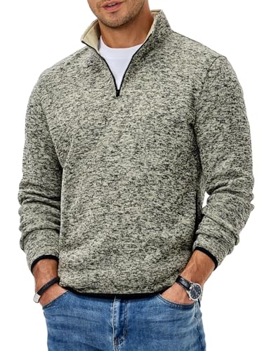 2025 Quarter Zip Warm Fleece Sweater Pullover Fall Winter Thermal Casual Golf Sweaters with Pockets