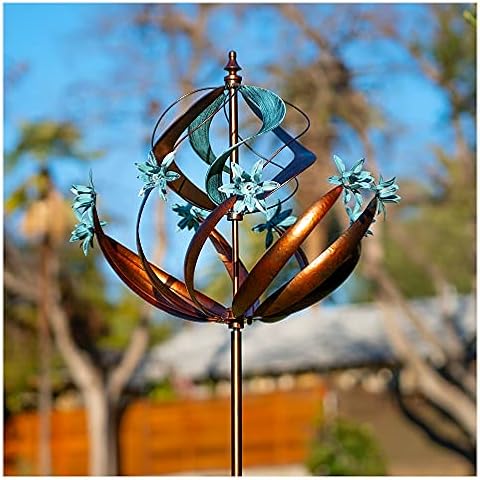 Cyan Oasis Yard Garden Wind Spinners Outdoor- Extra Large Kinetic Metal Wind Sculptures & Spinners, Yard Garden Decoration for Outdoor (26" W x 86" H) Cover