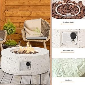 Hompusoutdoorpropanefirepit40000btu28inchroundwhiteterrazzoconcretefiretablegasfirepitwlavarocksandraincoverforoutdoordeckorbackyard Urban Country Home Decor Hompus outdoor propane fire pit 40000 btu 28 inch round white terrazzo concrete fire table gas fire pit w lava rocks and rain cover for outdoor deck or backyard urban country home decor