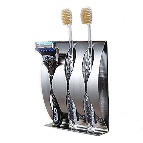 Suporte de escova de dentes AKDSteel da Szkn, suporte autoadesivo na parede - aço inoxidável escovad