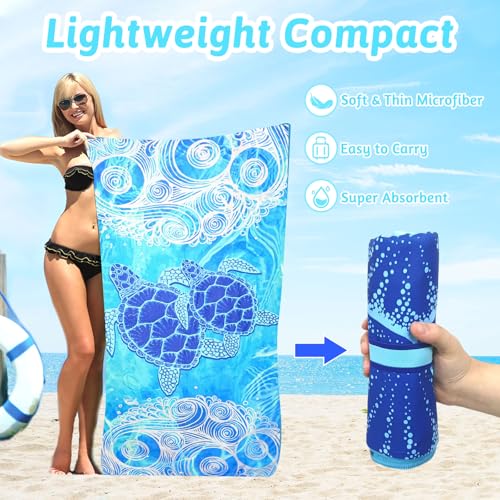 2 Stück Mikrofaser Strandtuch, Strandtücher leicht und Schnelltrocknend Stranddecke sandfrei mit Band Strandhandtuch Groß für Erwachsene Frauen Männer Strand Essentials Zubehör, 180x90cm(05)