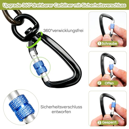 Furggis Tie-Out Leinen für Hunde,6m Lederleine Hund,1000lbs Bruchfestigkeit, 5mm 360°-Drehgelenk-Clips,Hochbelastbar Hofleine für große Hunde, Reflektierend Tie Out Leine für Hundeauslauf