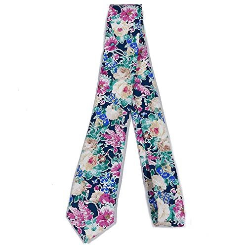 Image of Mantieqingway Men's Cotton Floral Neck Tie 2.56'' Printed Skinny Tie