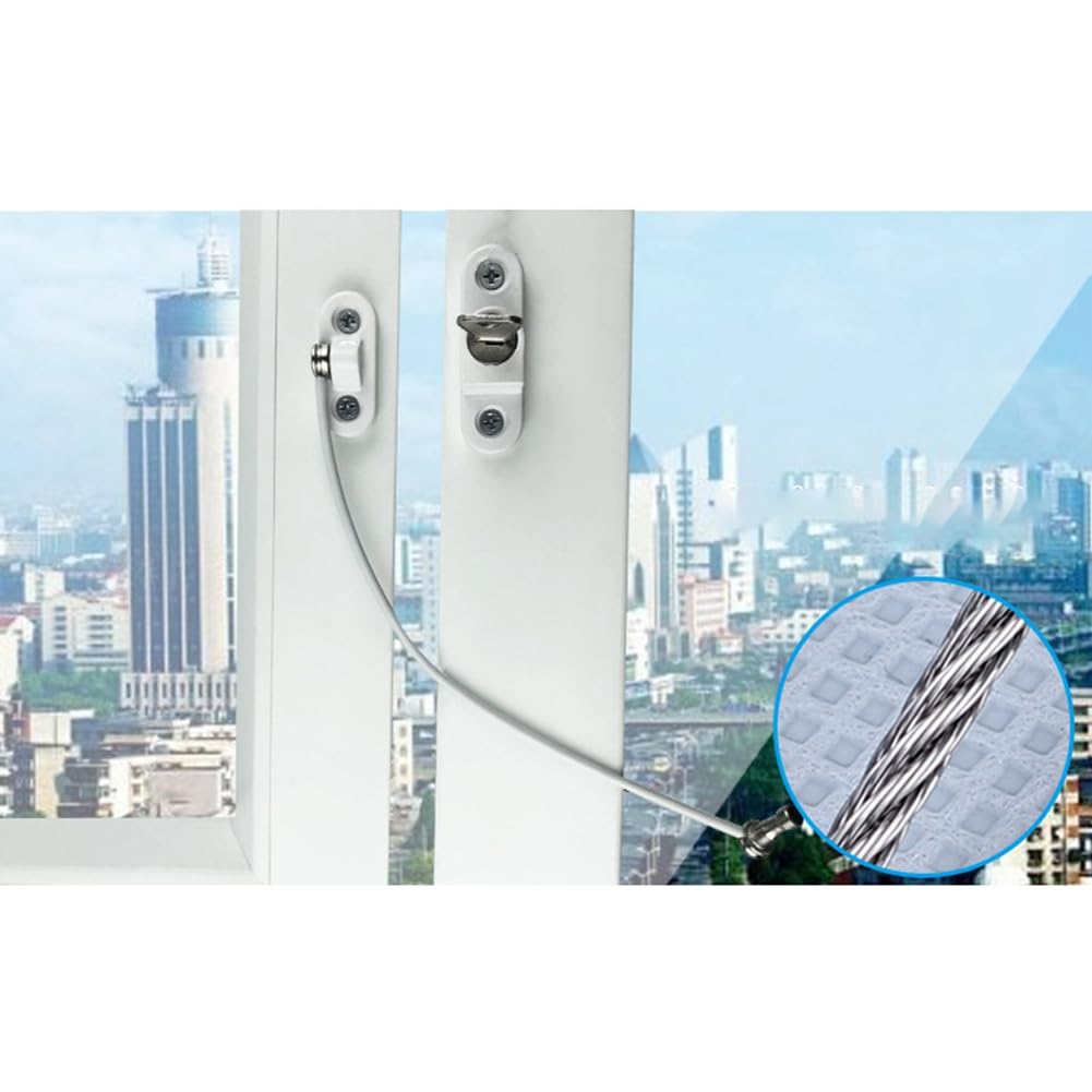 Barfeery 8 PCS Child Protection Window Restrictor Adjustable Window Lock Child Stopper Falling Prevention Security Locks A - Image 3