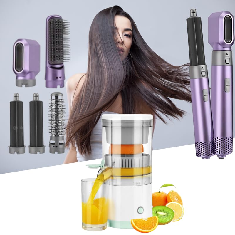 Drumstone 𝟏𝟓-𝐘𝐞𝐚𝐫 𝐖𝐚𝐫𝐫𝐚𝐧𝐭𝐲 -Combo C198 G013 Hair Styler Violet | 5-in-1 Hair Tool with Adjustable Heat & Salon Finish & Automatic Citrus Juicer | Electric Orange Squeezer for Fresh Juice-image-14