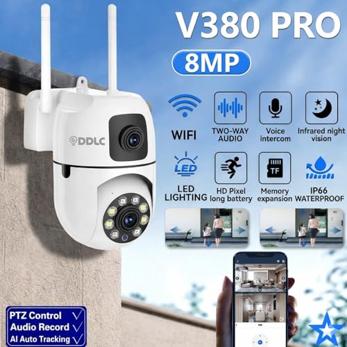 Image of DDLC 4+4MP Smart WiFi PTZ CCTV Camera | Color Night Vision | 360 Motion Detection | Two-Way Audio | Wireless Security Camera with Mobile App V380 Pro (Dual Lens Mini Ptz)