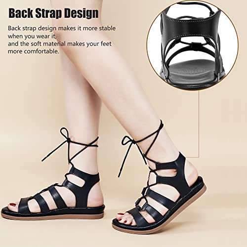 Harence Sandals For Women Casual Summer Flats Shoes Comfortable Cross Strap Gladiator Sandal Casual Non Slip Beach Shoe #TOP4