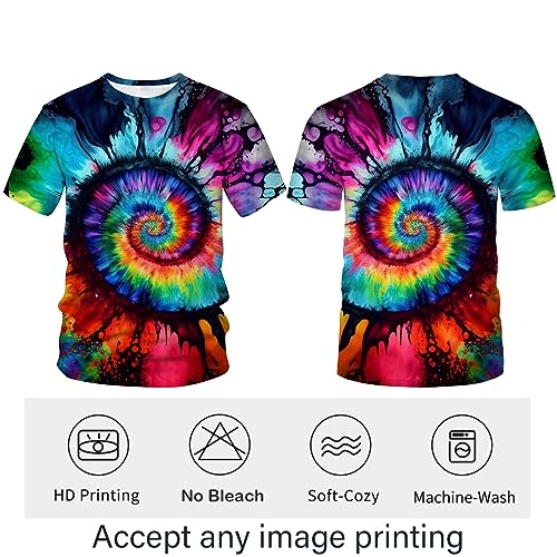 LAOLIUSN Funny Tie Dye T-Shirt Colorful Spiral Theme Tee Shirt3