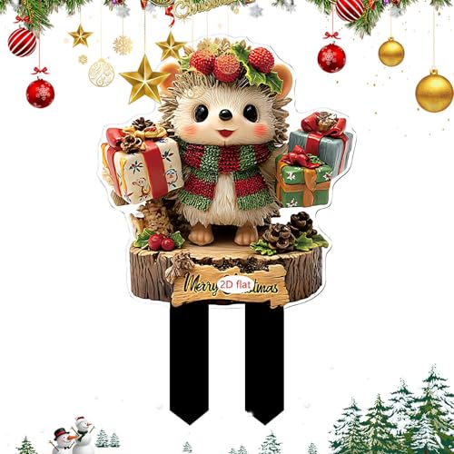 クリスマス ヤードステーク | 装飾用 ガーデンステーク クリスマスデコレーション向け - 2D フラット アクリル パーティー用品 屋外用装飾サイン ガーデン パティオ 用