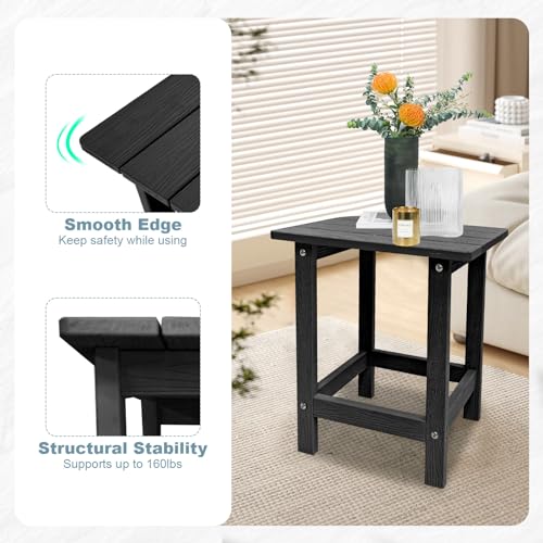 Outdoor Side Table, HDPS Single Adirondack Side Table Weather Resistant, Outdoor Table for Adirondack Chair, Outside End Table for Patio, Pool, Deck, Porch, Outdoor or Indoor Use, Black - Image 5