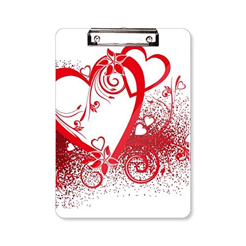 Porte-bloc A4 cœurs et fleurs blanc rouge cadeau enseignant