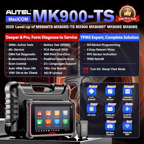image for 2025 Autel MaxiCOM MK900TS Scanner, MK900-TS Up of MK808S-TS MK900BT M