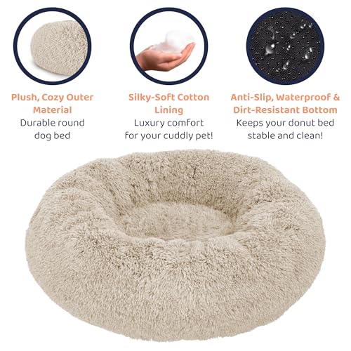 Donut Dog Bed - Premium Comfort for Anxiety Relief - Fluffy & Calming Design with Ultra-Plush Support | Cozy Round Dog Bed with Super Soft Circle Style (Beige, Small) - Image 6