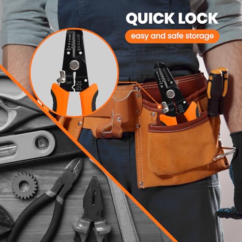 Image of Wire Stripper, HARDELL+ 5 in 1 Multifunction 7.5 inch Wire Stripper Tool with Hidden Spring for 10-20 AWG, Professional Wire Strippers Electrical for Stripping, Cutting, Crimping, Clamping, Looping
