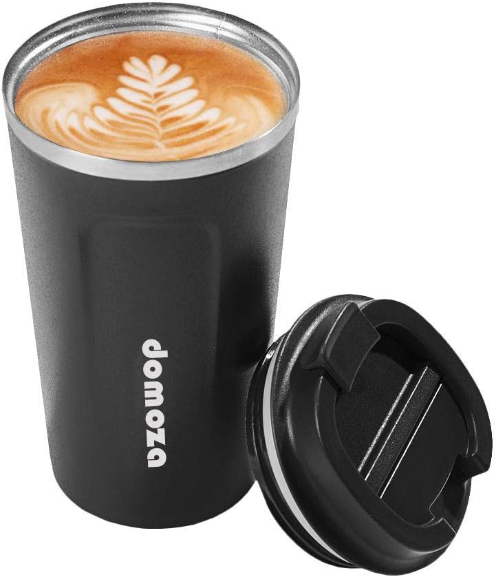 domoza コーヒータンブラー マグボトル コーヒー専用 水筒 魔法瓶 二重構造 真空断熱 保温保冷 直飲み おしゃれ プレゼント用 ビジネス用 男女兼用 アウトドア用 遠足 釣り 登山 自転車 キャンプ バーベキュー(ブラック、510ML)